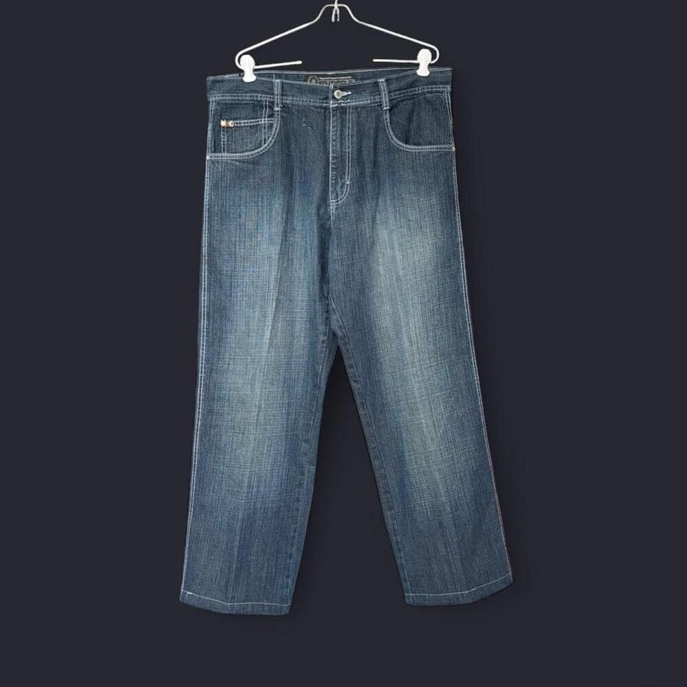 Vintage Y2K Southpole dark blue wash denim jeans baggy relaxed fit wide leg fade